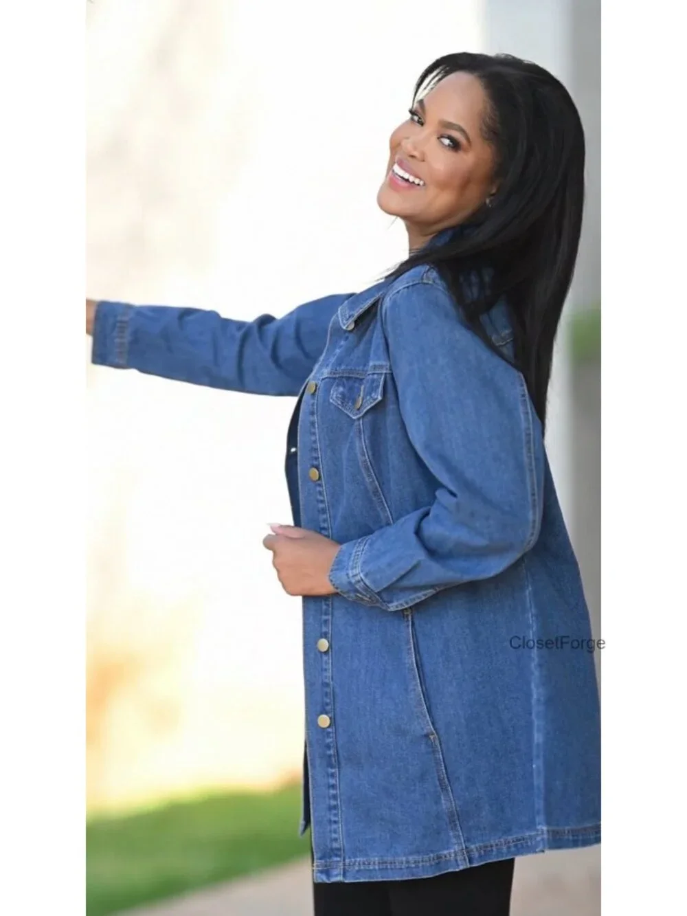 Plus Size Denim Jacket Buttons Long Sleeve Jean Jacket Women